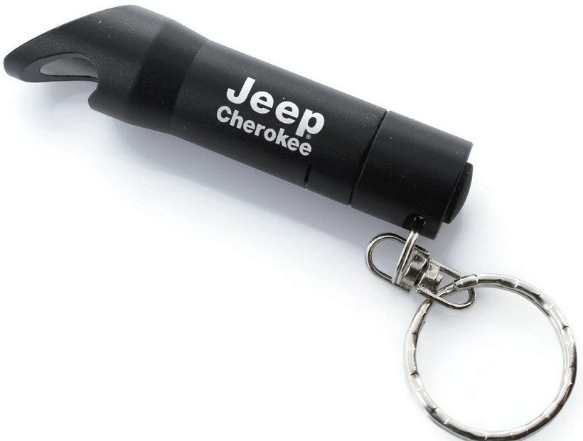 Black Jeep Cheroke Mini Flashlight LED Bottle Opener Key Chain